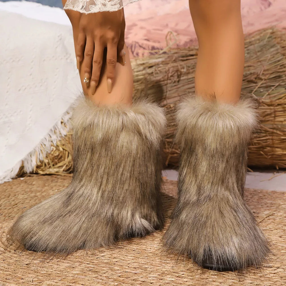 Faux Fur Winter Boots - Trendsi - Flyclothing LLC