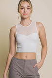 Love Tree Round Neck Ribbed Cropped Mesh Tank - Trendsi - Flyclothing LLC