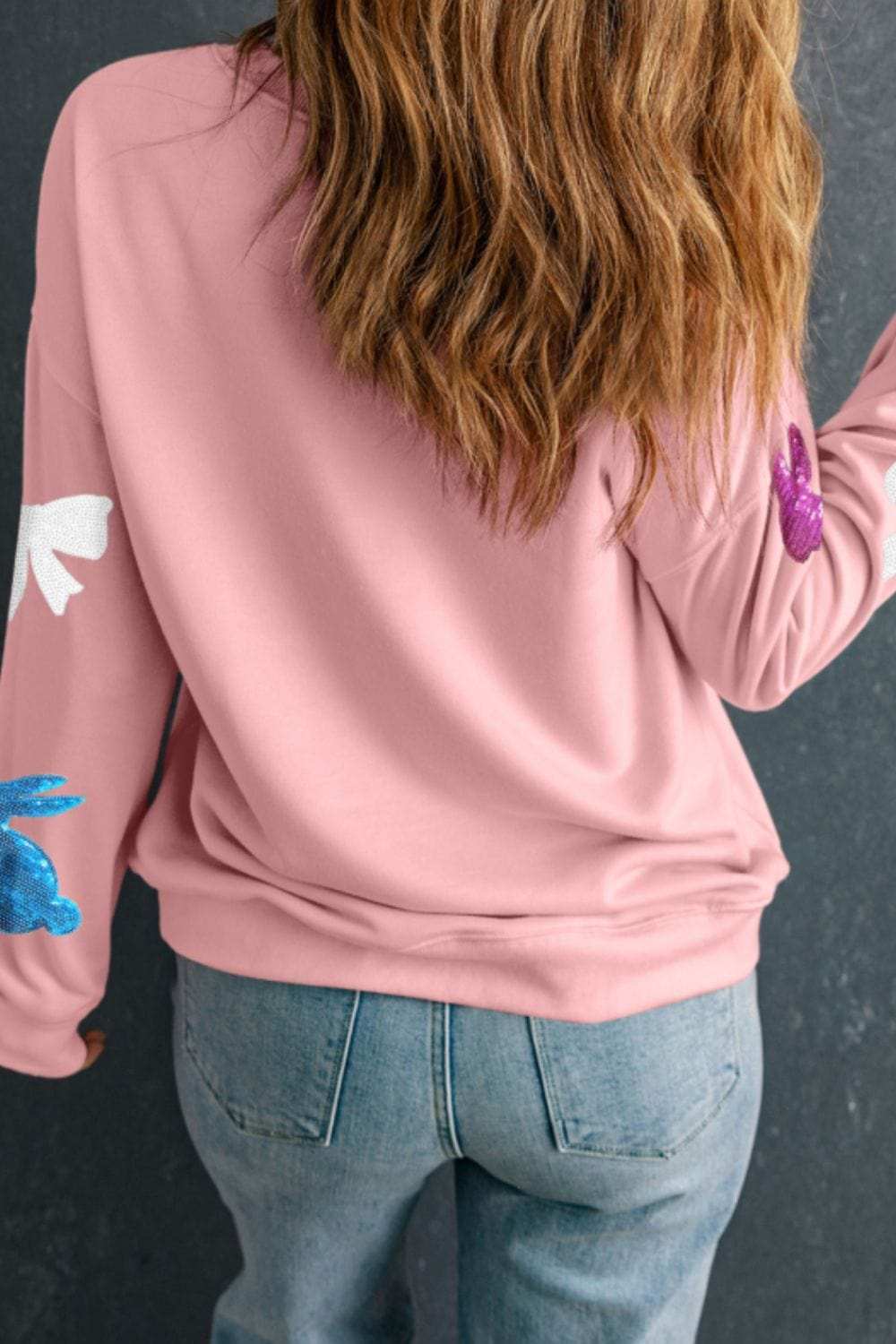 Easter Bunny Bow Knot Sequined Sweatshirt - Trendsi - Flyclothing LLC