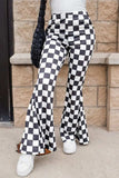 Checkered Flare Pants with Pockets - Trendsi - Flyclothing LLC
