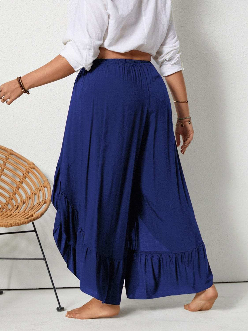 Plus Size Ruffled Wide Leg Pants - Trendsi - Flyclothing LLC