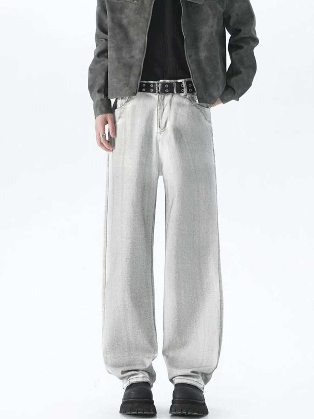 Men's Plus Size Wide Leg High Waisted Jeans - Trendsi - Flyclothing LLC