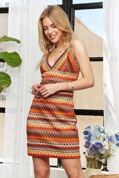 ADORA Contrast Striped V-Neck Mini Dress - Trendsi - Flyclothing LLC