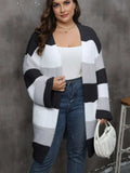 Plus Size Open Front Long Sleeve Cardigan - Trendsi - Flyclothing LLC