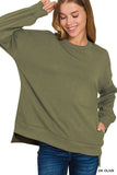 Zenana Fleece Hi-low Boyfriend Sweatshirts with Pockets - Trendsi - Flyclothing LLC