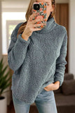 Fuzzy Turtleneck Long Sleeve Sweatshirt - Trendsi - Flyclothing LLC