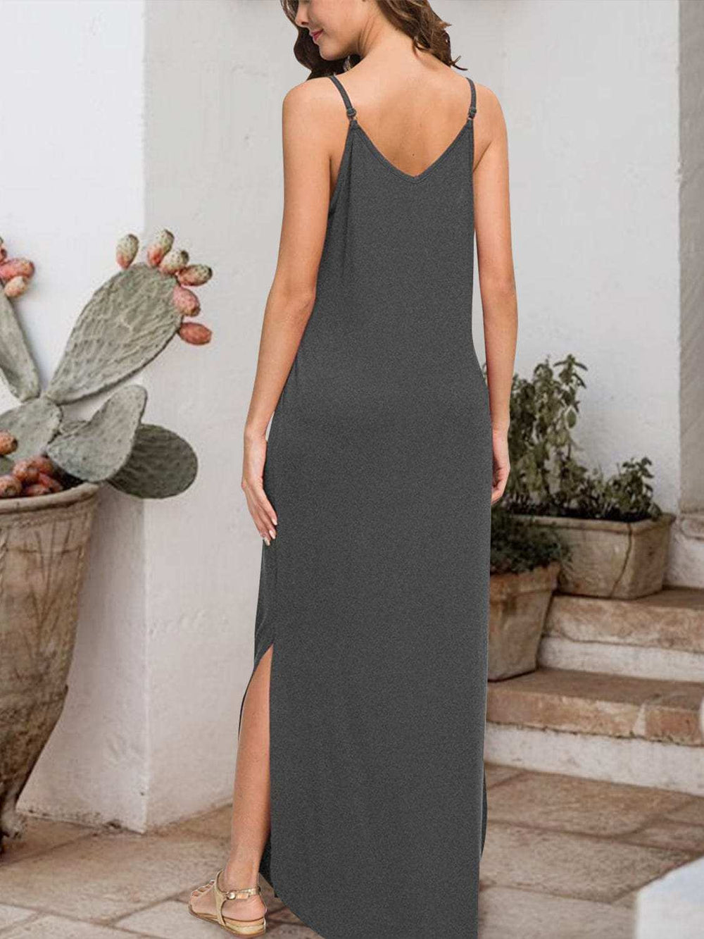 Slit Scoop Neck Sleeveless Dress - Trendsi - Flyclothing LLC