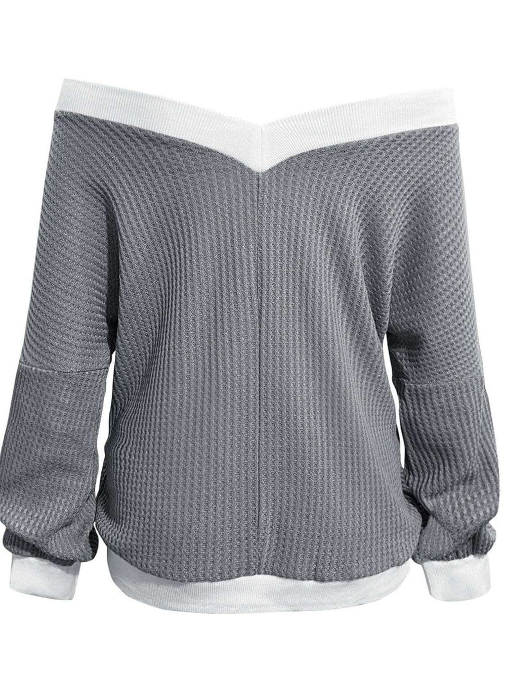 Contrast Trim Off-Shoulder Long Sleeve Sweatshirt - Trendsi - Flyclothing LLC