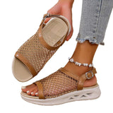 Woven Mesh Comfort Platform Sandals - Trendsi - Flyclothing LLC