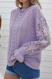 Openwork Round Neck Long Sleeve Sweater - Trendsi - Flyclothing LLC