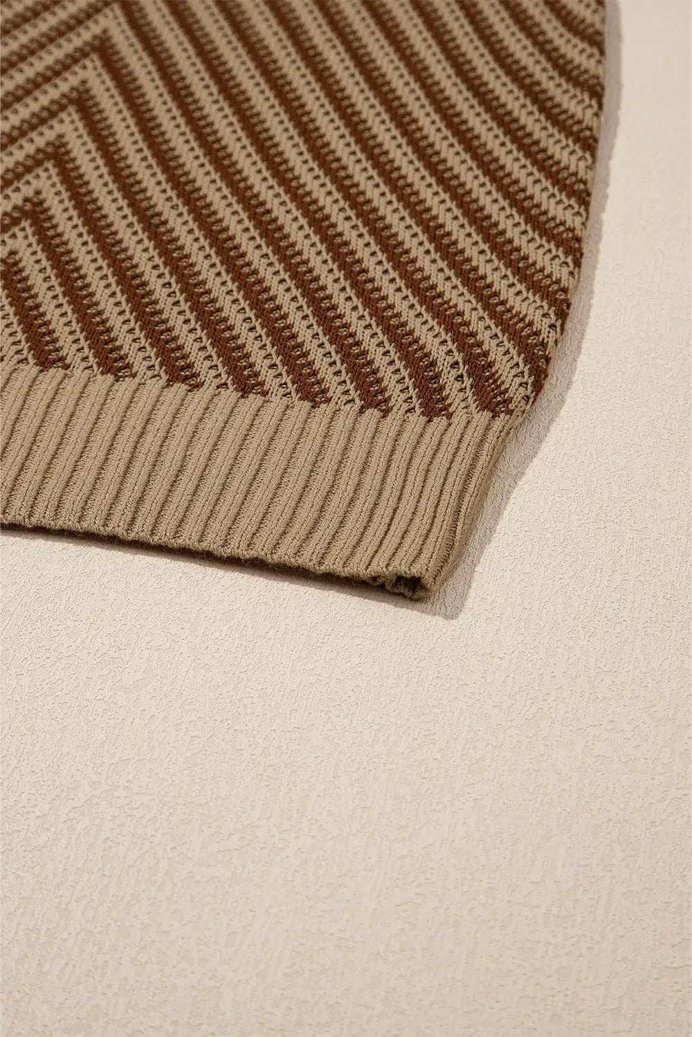 Striped Contrast V-Neck Sweater Vest - Trendsi - Flyclothing LLC