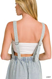 Zenana Denim Light Washed Wide Leg Overalls - Trendsi - Flyclothing LLC