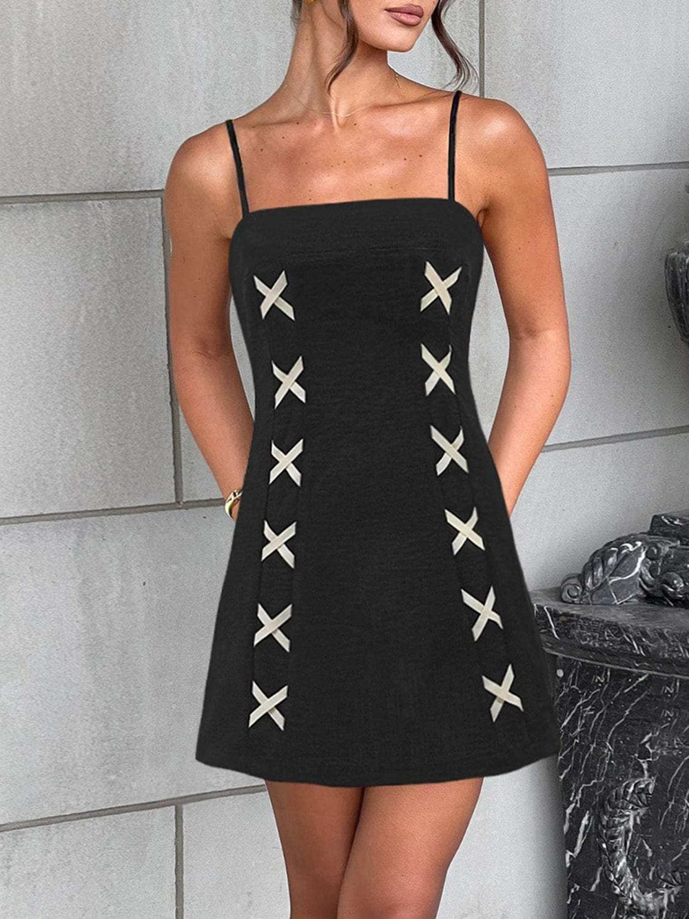 Contrast Mini Cami Dress - Trendsi - Flyclothing LLC