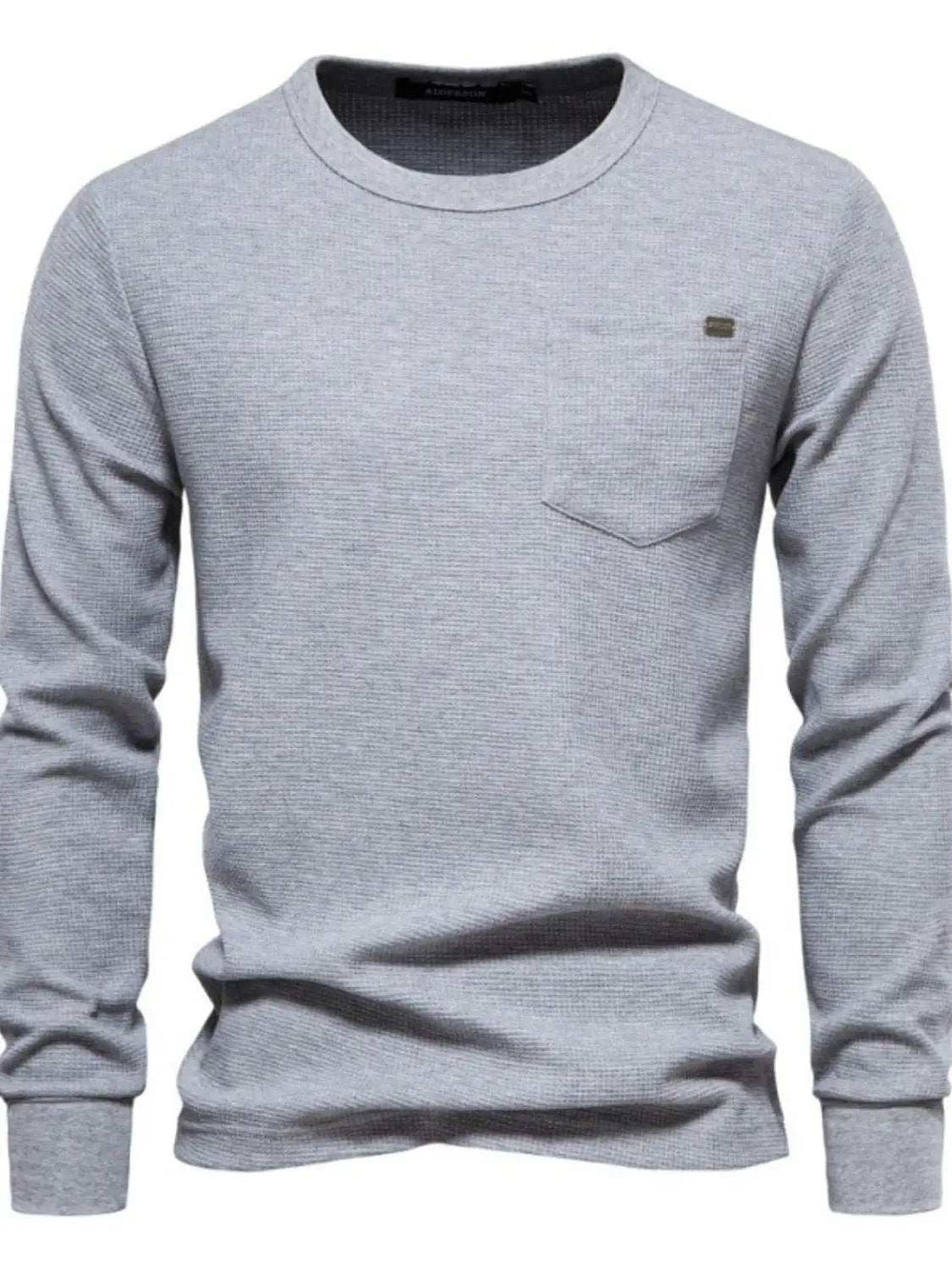 Men's Waffle-Knit Round Neck T-Shirt - Trendsi - Flyclothing LLC