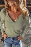 Half Button Long Sleeve Top - Trendsi - Flyclothing LLC