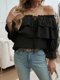 Off-Shoulder Flounce Sleeve Blouse - Trendsi - Flyclothing LLC