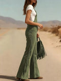 Fringe Corduroy Button Front Overalls - Trendsi - Flyclothing LLC