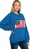 Zenana French Terry American Flag Pullover - Trendsi - Flyclothing LLC