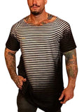Men's Full Size Round Neck Short Sleeve Striped T-Shirt Plus Size - Trendsi - Flyclothing LLC