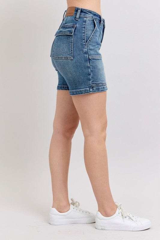 Judy Blue Full Size High Rise Denim Shorts Plus Size - Trendsi - Flyclothing LLC