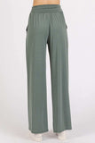 Mittoshop Stretch Banded Waist Wide Leg Pants with Pockets - Trendsi - Flyclothing LLC