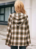 Pocketed Plaid Long Sleeve Hooded Jacket - Trendsi - Flyclothing LLC