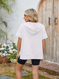 Half Zip Short Sleeve Hooded Top - Trendsi - Flyclothing LLC