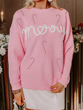 Merry Candy Cane Christmas Crew Neck Sweater - Trendsi - Flyclothing LLC