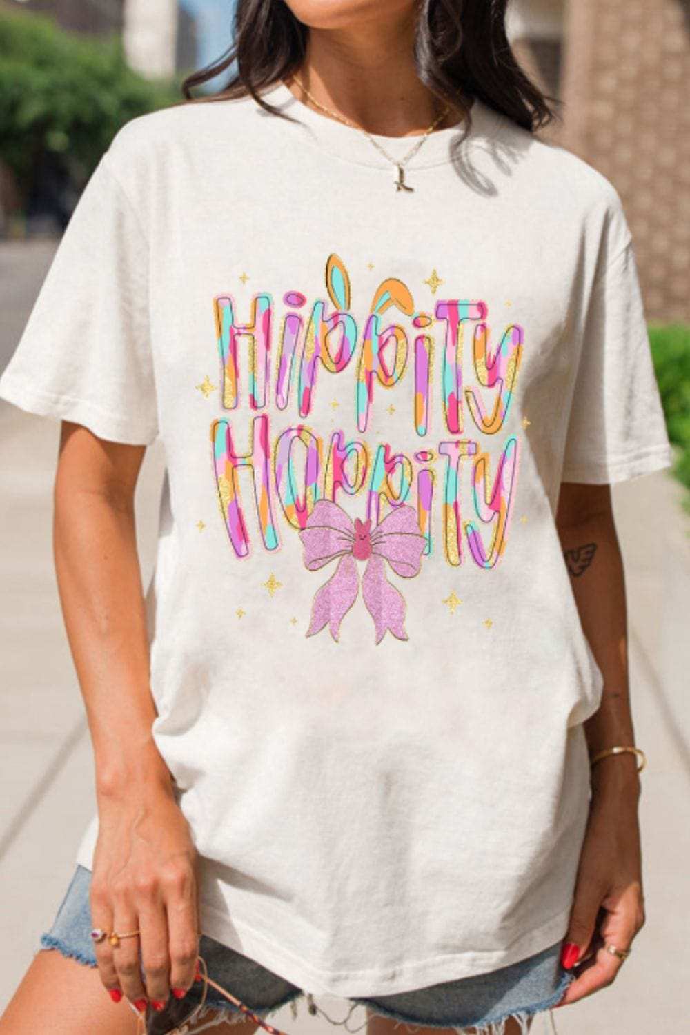 HIPPITY HOPPITY Round Neck Short Sleeve T-Shirt - Trendsi - Flyclothing LLC