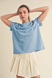 Aemi + Co Exposed Seam Round Neck Short Sleeve T-Shirt - Trendsi - Flyclothing LLC