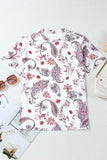 Paisley Mock Neck T Shirt - Trendsi - Flyclothing LLC