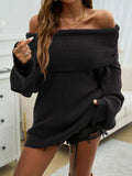 Off-Shoulder Extra-Long Sleeve Sweater - Trendsi - Flyclothing LLC