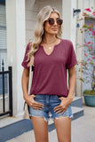 Florira Notched Short Sleeve T-Shirt - Trendsi - Flyclothing LLC