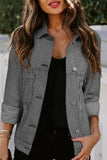 Striped Button Up Long Sleeve Denim Jacket - Trendsi - Flyclothing LLC