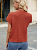 Round Neck Short Sleeve Sweater - Trendsi - Flyclothing LLC