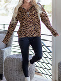 Leopard Print Quarter Zip Sweatshirt - Trendsi - Flyclothing LLC