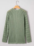 Scalloped Edge Eyelet Knit Batwing Sleeve Cardigan - Trendsi - Flyclothing LLC