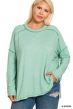Zenana Full Size Melange Hacci Exposed Seam Hi-low Tee Plus Size - Trendsi - Flyclothing LLC