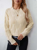 Round Neck Dropped Shoulder Sweater - Trendsi - Flyclothing LLC