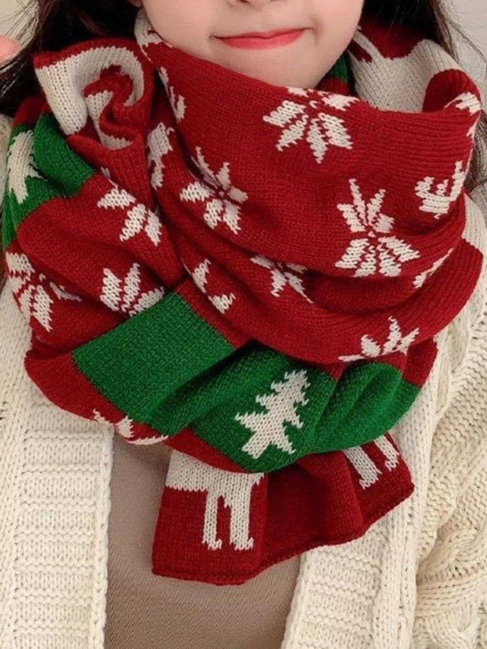 Christmas Reindeer Knitted Scarf - Trendsi - Flyclothing LLC