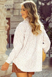 Leopard Collared Neck Dropped Shoulder Jacket - Trendsi - Flyclothing LLC