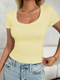 Solid Color Slim Fit T-Shirt - Trendsi - Flyclothing LLC