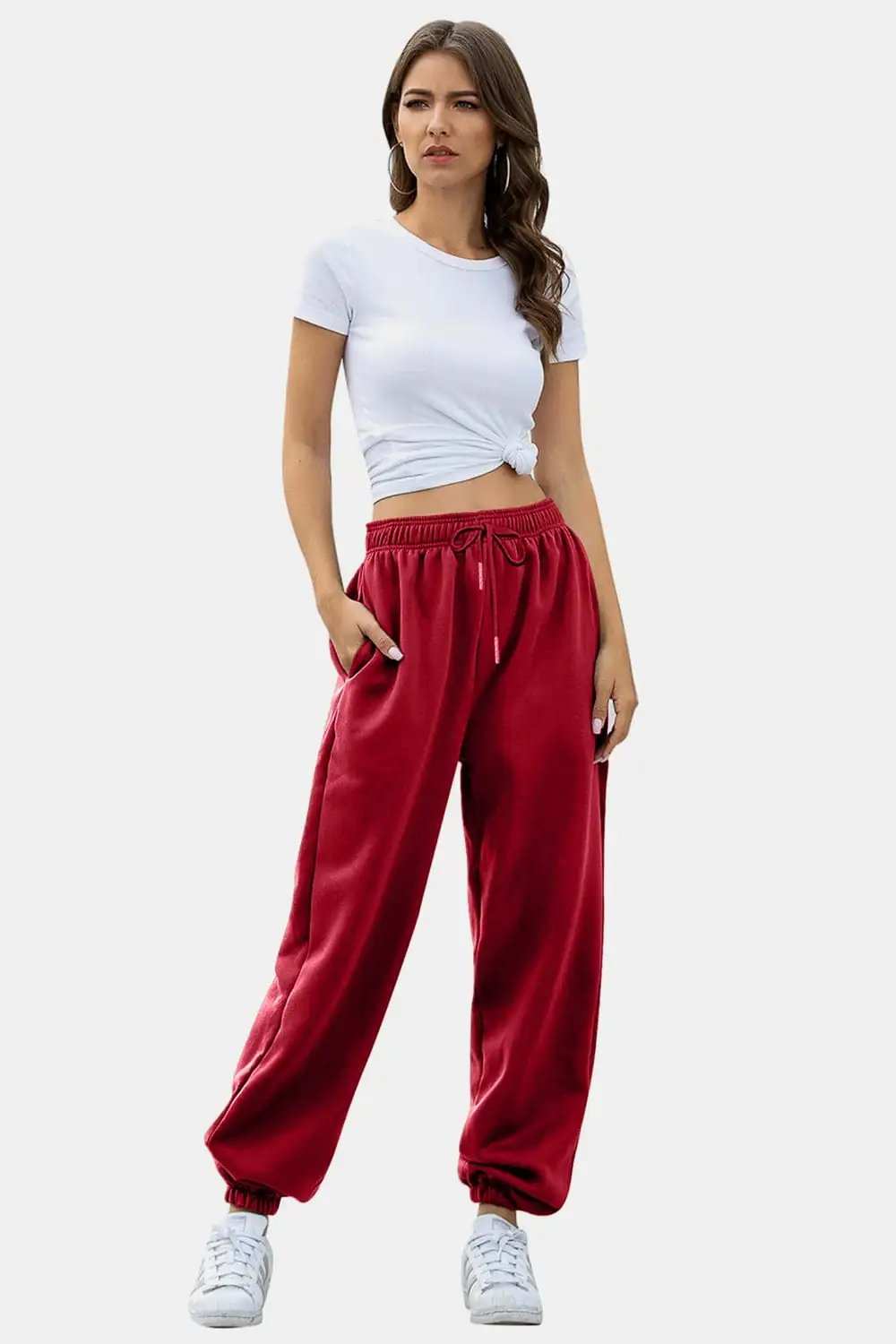 Elastic Waist Joggers with Pockets - Trendsi - Flyclothing LLC