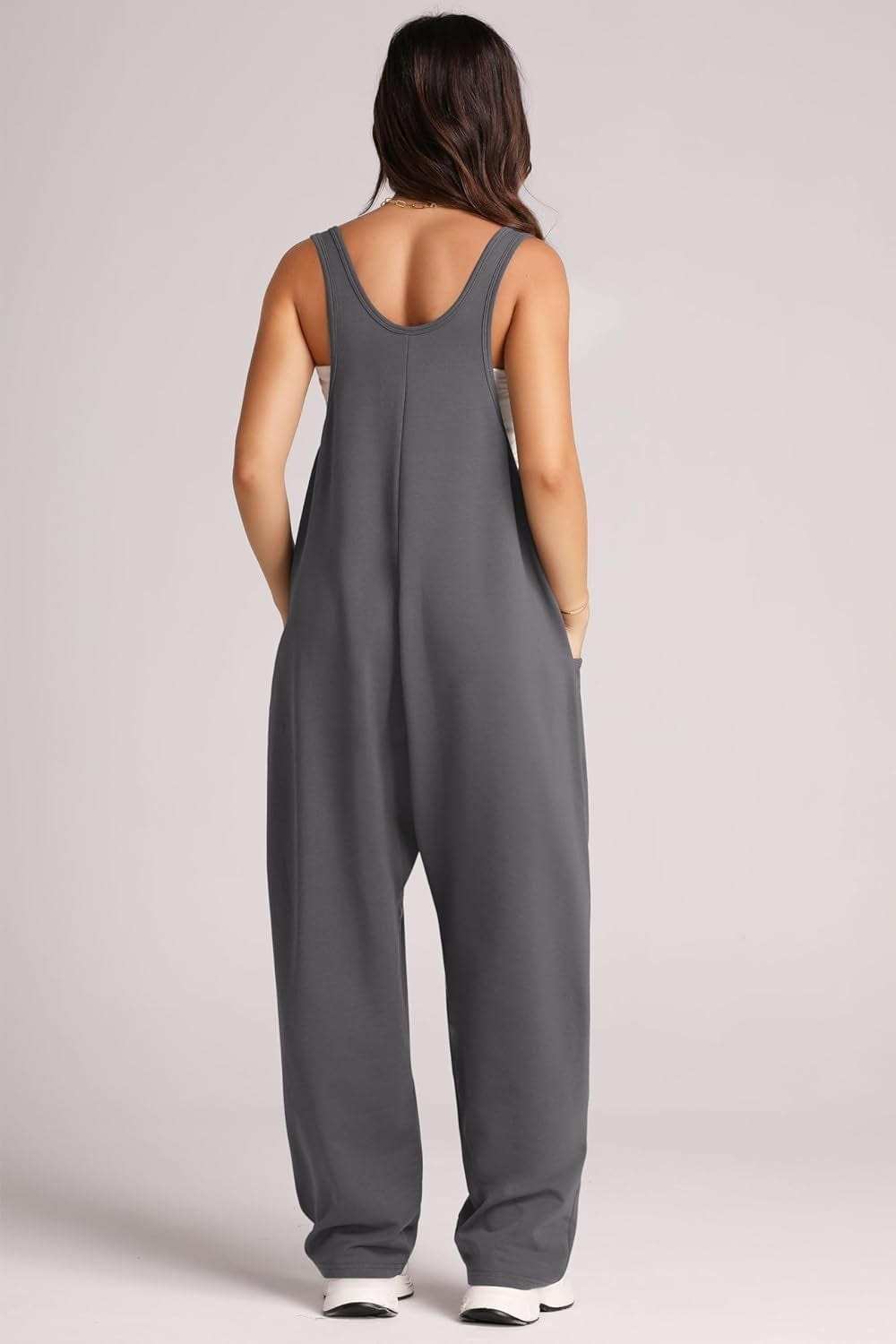 Wide Strap Jumpsuit with Pockets - Trendsi - Flyclothing LLC