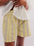 Striped Elastic Waist Shorts - Trendsi - Flyclothing LLC