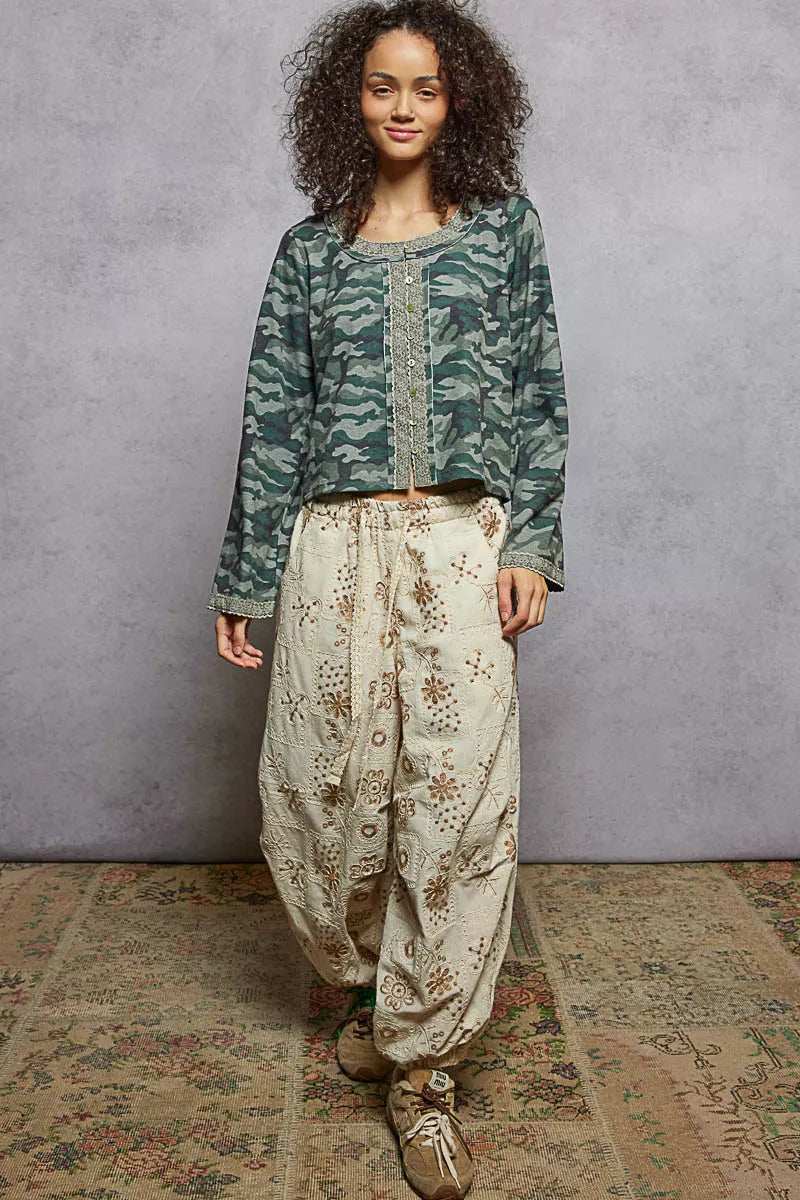 POL Camouflage Print Long Sleeve Top - Trendsi - Flyclothing LLC