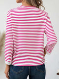 Heart Striped Round Neck Long Sleeve T-Shirt - Trendsi - Flyclothing LLC