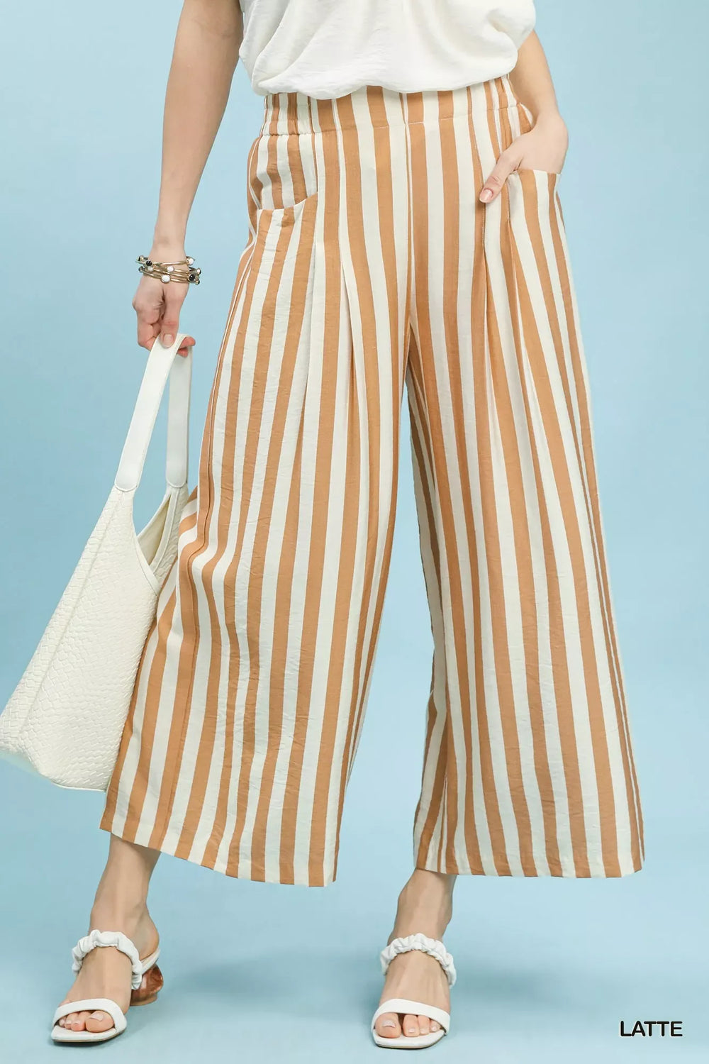 Umgee Vertical Stripe Wide Leg Pants - Trendsi - Flyclothing LLC