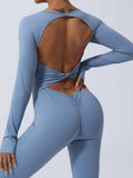 Twisted Backless Long Sleeve Jumpsuit - Trendsi - Flyclothing LLC