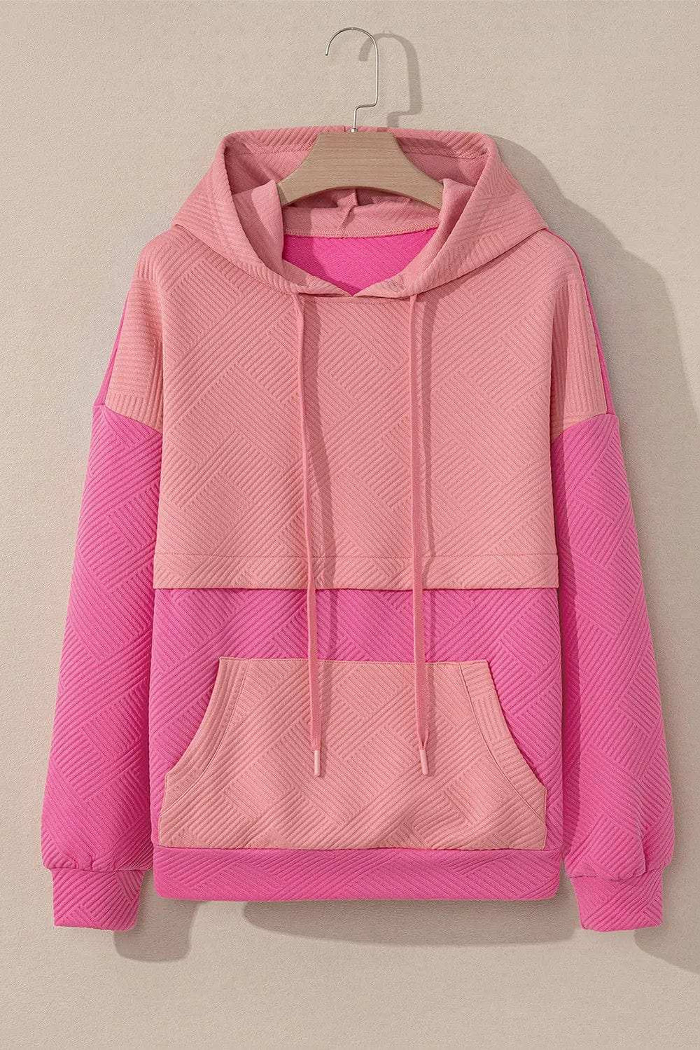 Drawstring Color Block Long Sleeve Hoodie - Trendsi - Flyclothing LLC